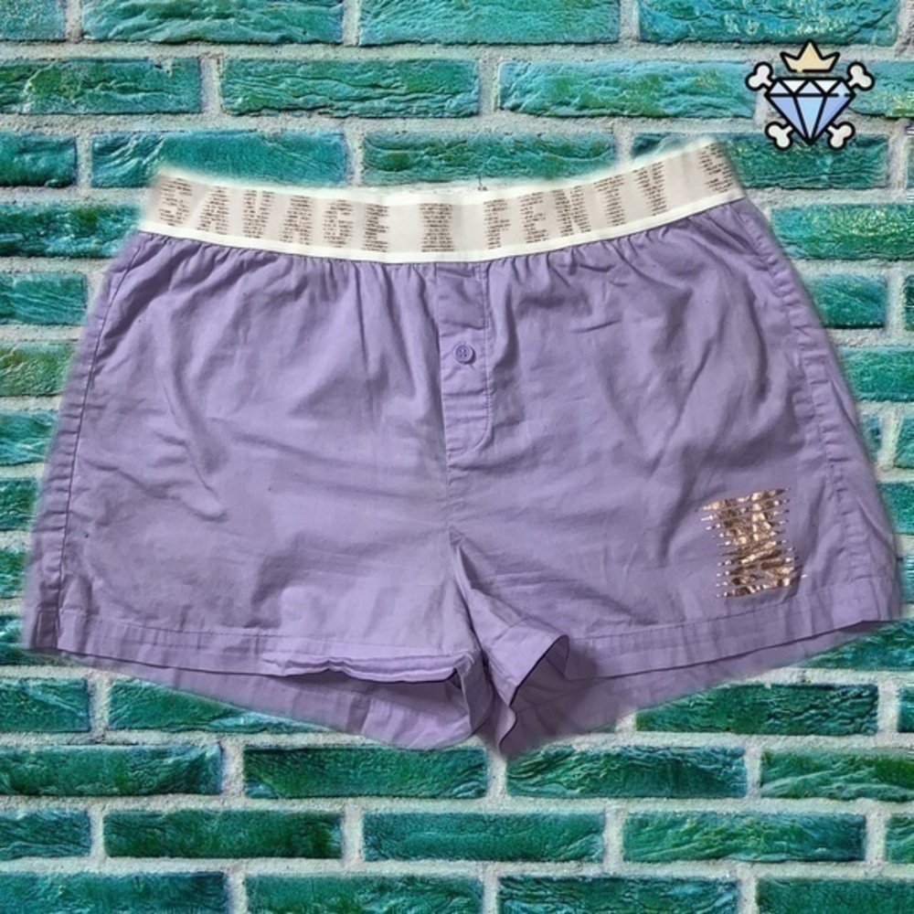 SAVAGE X FENTY LAVENDER GOLD BOXER SHORTS SIZE LARGE LOUNGEWEAR